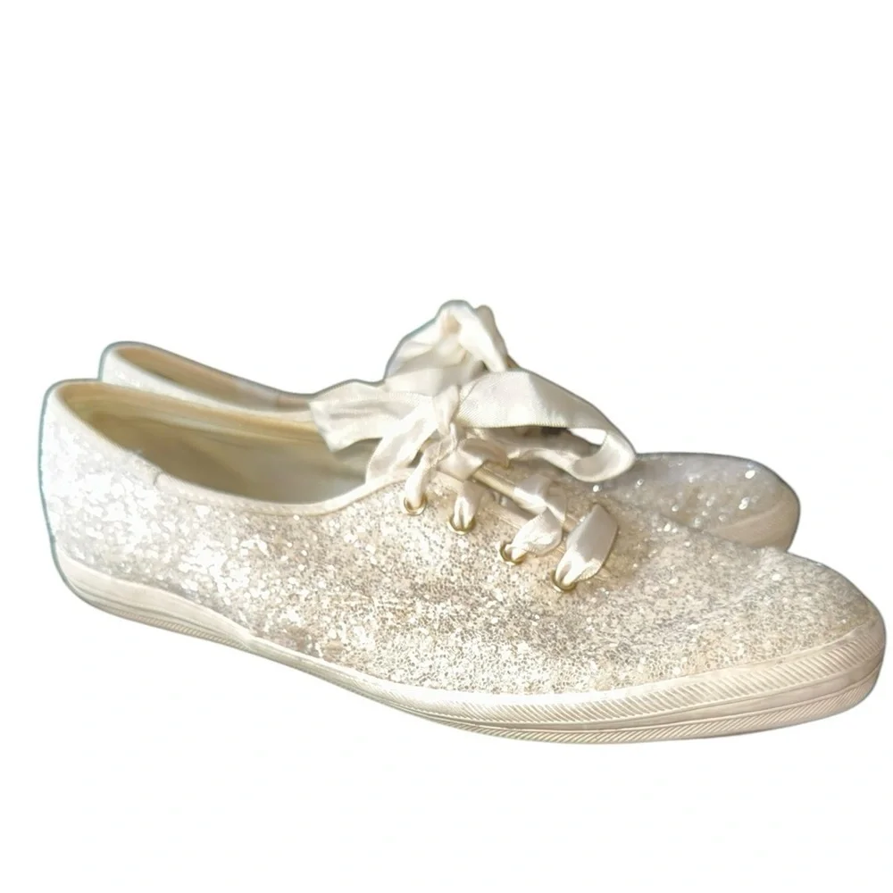 Kate Spade Cream Glitter Keds Sneakers
